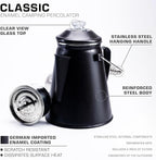 COLETTI Classic Coffee Percolator — Percolator Coffee Pot, Camp Coffee Maker – The Original Camping Coffee Pot, Now Modernized – For Campsite Brewmasters Everywhere [Matte Gray Enamel, 12 Cup]
