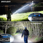 Wdtpro LED Rechargeable Flashlights High Lumens 2Pack, 6000LM Super Bright Flashlight, Zoomable Powerful Camping Flashlights with LCD Digital Display, 3 Modes Waterproof Flash Light for Home Emergency