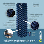 KLYMIT STATIC V Sleeping Pad, Lightweight, Outdoor Sleep Comfort, Best Camping Gear for Backpacking and Hiking, Inflatable Camping Mattress