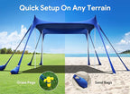 Osoeri Beach Tent, Camping Sun Shelter UPF50+ with 8 Sandbags, Sand Shovels, Ground Pegs & Stability Poles, Outdoor Shade Beach Canopy for Camping Trips, Fishing, Backyard Fun or Picnics