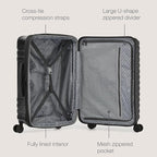 U.S. Traveler Boren Expandable Hardside Rugged Travel Luggage with 8 Spinner Wheels, Black, Checked-Medium 26-Inch