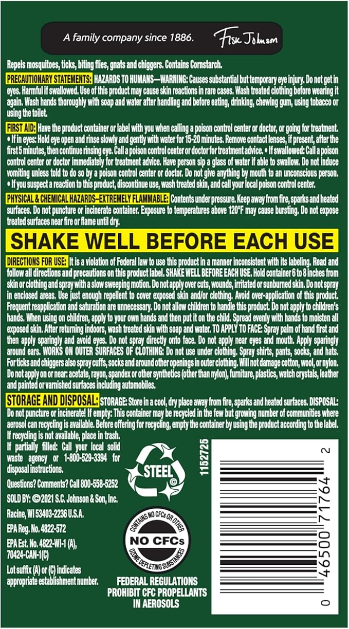 OFF! Deep Woods Insect Repellent Aerosol, Dry, Non-Greasy Formula, Bug Spray with Long Lasting Protection from Mosquitoes and Ticks, 4 oz
