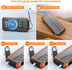 Solar Charger Power Bank 49800mAh Wireless Charger QC 3.0 Fast Charging Power Bank 8 Outputs 4 Inputs Solar Portable Charger Compatible with All Mobile Devices,SOS/Strobe/Strong Flashlights (orange)