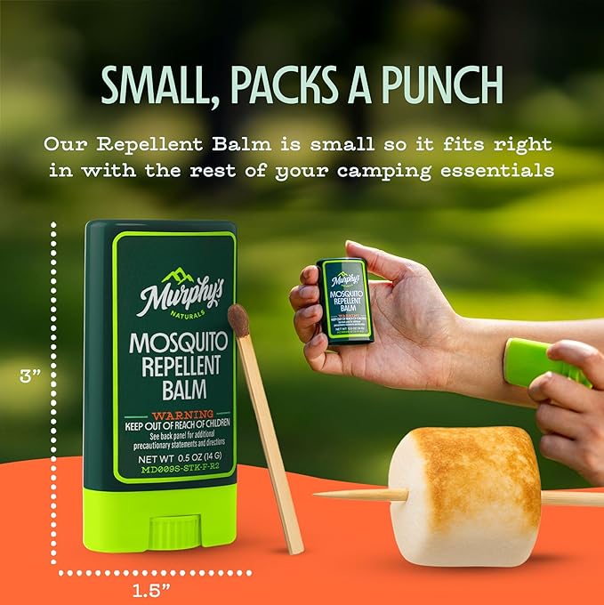 Murphy's Naturals Mosquito Repellent Balm Stick, Plant-Based, Natural Ingredients, DEET-Free, Travel-Pocket Size, 0.5oz Each, 3-Pack