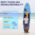 UPWELL 10'6"/11'/11'6" Inflatable Paddle Board, Stand Up Paddlboard for Youth & Adults, Stable Design, Premium SUP Accessories, Backpack, Leash, Hand Pump, Fins