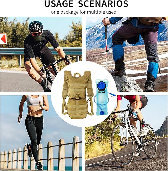 SUNRISING Tactical Molle Hydration Backpack with 3L Water Bladder - Lightweight Military Water Backpack for Hiking, Running, Cycling