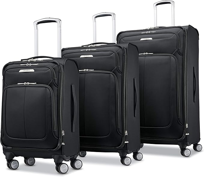 Samsonite Solyte DLX Softside Expandable Luggage with Spinner Wheels, Midnight Black, 3-Piece Set (20/25/29)