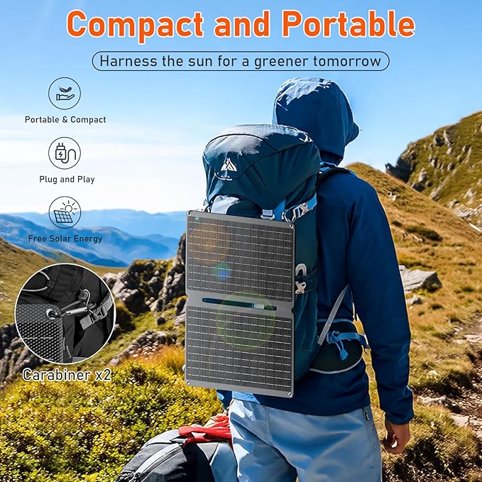 20W Portable Foldable Solar Panel withUSB, Type-C Outputs, Monocrystalline Silicon, ETFE Coating, IP67 Waterproof – Perfect for Phones, iPads, Power Banks, Camping, and Off-Grid Use!
