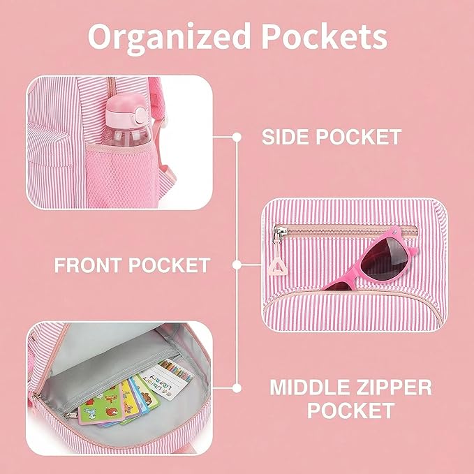 Mini Toddler Backpack for Girls 2-4, Cute Personalized Preschool Kindergarten Backpack for Kids Birthday Gifts (Pink B)