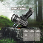 FORTO Compact Rechargeable Spotlight with Adjustable Focus, Handheld Spot Light with Stand, 823m Range, 3 Light Modes and LED Spot Lights Outdoor for Boating Hunting Camping Hiking