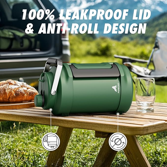 1 Gallon Insulated Water Bottle for Sports: 2-in-1 Straw Spout Lid, Dual Handle, Leakproof, Keep Cold 48H, 128oz Stainless Steel Water Jug for Outdoors, Hiking, Cycling, Camping, Fishing (Forest)