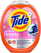 Tide Power PODs + Downy Laundry Detergent Pods, 63 Count, Soft Boosters + April Fresh (Pack of 4)