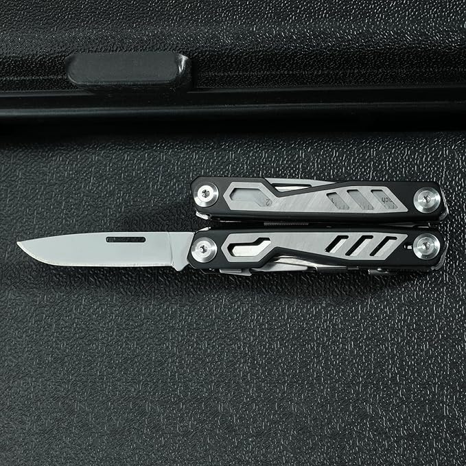 16-in-1 Compact Multitool, Full-Size, Multi Tool for DIY, High-Grip Black Handle - EDC/Hiking/Garden Essential/Outdoors