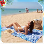 EBOOT 10 Pack Oversized Beach Towel Set Extra Large Pool Towels Microfiber Quick Dry Swim Blanket for Adult Women Men Face Hand Body Bath Travel Pool(Ocean Blue,36 x 72 Inch,Boho Ocean Style)