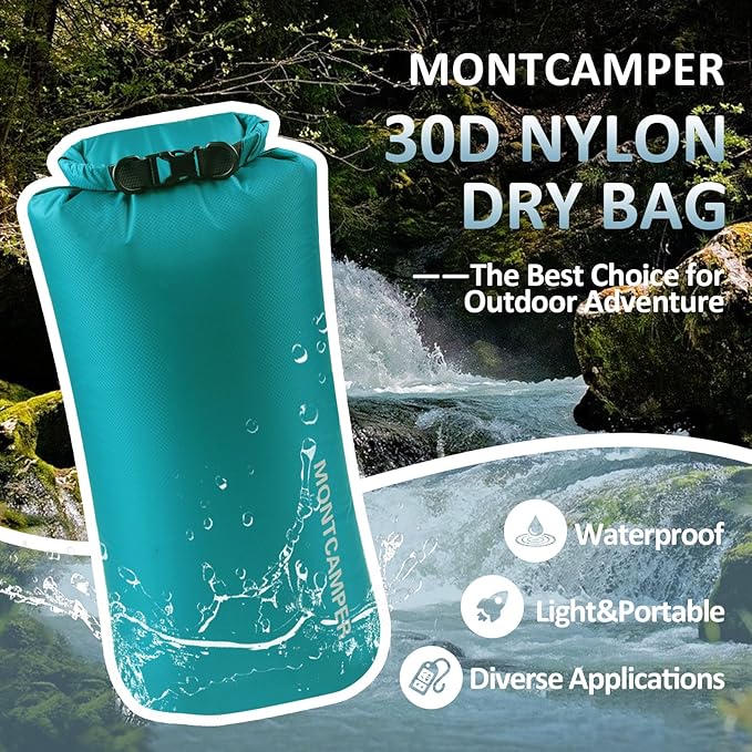 Upgraded 30D Nylon Waterproof Dry Bag-Extra Large Storage Sack for Hiking, Kayaking and Rafting-Roll Top Closure-Float on Water(20L/Turquoise blue)