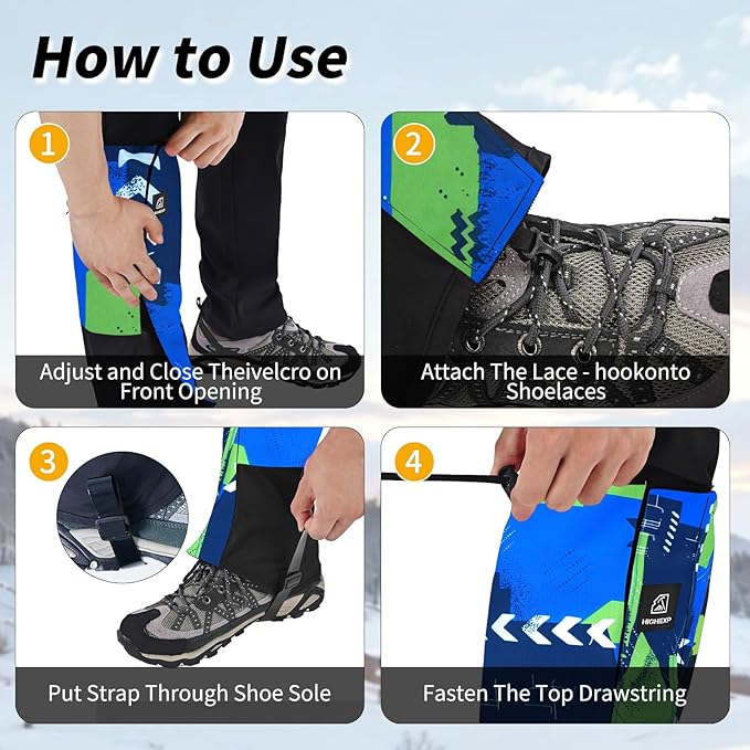 Leg Gaiters 100% Waterproof Adjustable Shoe Snow Boot Guard Gators for Hiking Shoe Cover Hunting Snowshoeing Climbing Walking for Women Men