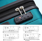 Hanke 24 Inch Expandable Checked Luggage Lightweight PC Hard Case Luggage Suitcases with Wheels Tsa Luggage Rolling Large Suitcase Travel Luggage Bag for Go to University.(Caribbean Blue)