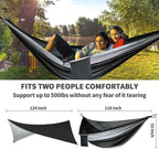 Camping Hammock - Hammocks with Mosquito Net Tent and Rain Fly Tarp, Portable Single & Double Nylon Parachute Hammock with Heavy Duty Tree Strap, Indoor Outdoor Backpacking Survival Travel