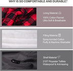 0 Degree Sleeping Bag 100% Cotton Flannel XXL for Adults Big and Tall Cold Weather Winter Zero Degree Camping,Free Compression Sack