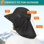 SUN CUBE Wide Brim Sun Hat with Neck Flap, UPF50+ Hiking Safari Fishing Hat for Men Women, Sun Protection Beach Hat