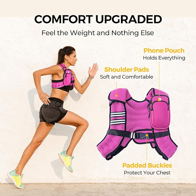 PACEARTH Weighted Vest,4lb/6lb/10lb/12lb/16lb/20lb/25lb/30lb Weight Vest with Reflective Stripe, Body Weight Vests Adjustable for Men, Women Workout, Strength Training, Running, Walking, Jogging