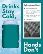 PartyPrints 100 Pack Teal Blank Can Cooler Sleeves, Customizable Bulk Insulated Foam for Beer, Collapsible Plain Drink Holder, Cold Soda Insulator, 12oz Regular, 16oz Tall Cans