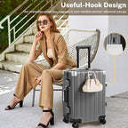 Krute Carry On Luggage 20 inch Aluminum Frame Suitcase with Spinner Wheels No Zipper PC+ABS Hardshell Luggages TSA Lock Zipperless Suitcases