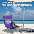 Beach Chairs for Adults 2 Pack,Heavy Duty Folding High Back Camping Chairs w/Cooler Bag,Mesh Back,Cup Holder & Storage Bag,Compact Sling Chair for Lawn,Picnic,Travel,Purple