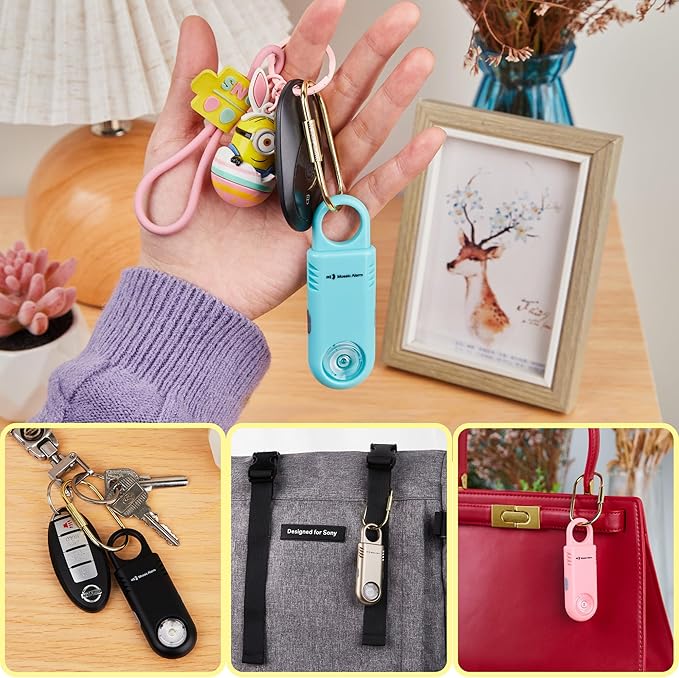 135dB Rechargeable Mutual SOS Paging Personal Alarm Non Slip Grip Keychain Siren for Women. Built-in Ultra-Bright Flashlight. Emergency Alerts Loud Sound Hiking Bear Alarm. Aqua