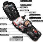 Survival First Aid Kit with Israeli Bandage, Splint, Chest Seal, Tactical Military Combat Molle IFAK for Wound Care, Bleeding Control, Trauma Hemorrhage and More