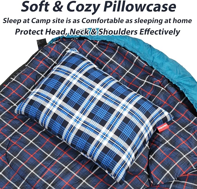 Outdoor Camping Pillow Lightweight, Compressible, Flannel Travel Pillow Cases, Washable Removable Pillow Cover Camping and Backpacking Blue