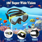 U PHITNIS Kids Snorkel Set for Age 4-14 - Dry Top Snorkeling Gear for Kids Junior & Youth - Childs Diving Mask with Big Eyes for Boys Girls - Anti-Fog Snorkeling Mask and Snorkel Set