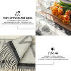 Cozy Wool Blanket | 100% Virgin Wool from New Zealand | Perfect Throw/Sofa Blanket with Fringes in Stripes Design (140 x 200 cm)