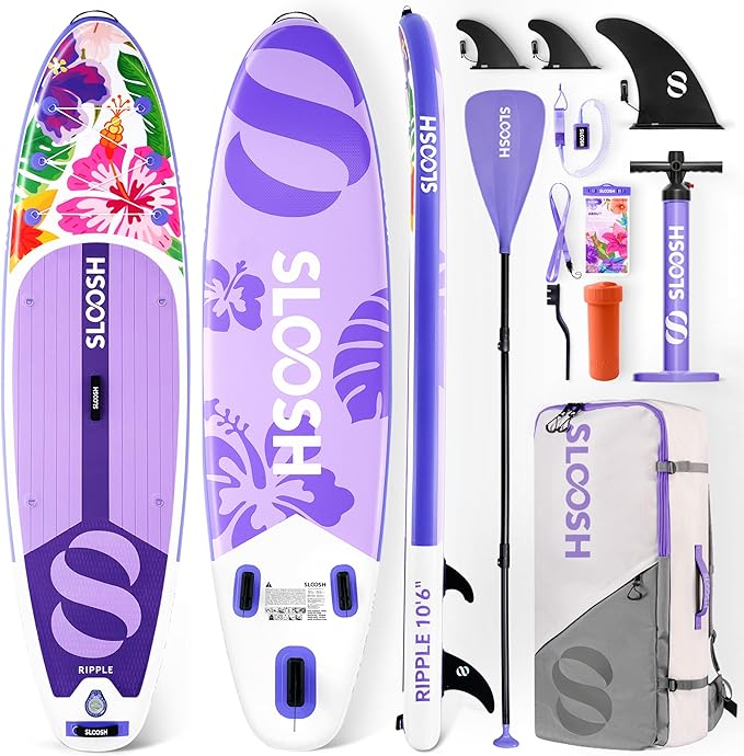 SLOOSH Inflatable Stand Up Paddle Board, 10'6" Paddle Boards with Premium Accessories, Non-Slip EVA Deck, Ultra-Light Carry Bag Pump, Ripple SUP for Youth & Adults of All Skill Levels