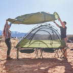 Teton Camping Cot with Patented Pivot Arm, Folding Camping Cot, Durable Heavy Duty Canvas, Comfortable Sleeping Bed for Adults, Portable