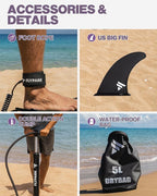 Flypark 11'x34 Inflatable Paddle Boards, Extra Wide SUP for 420lbs/3Adults, Yoga Stand Up Paddle Board, 110L Backpack, 15 D-Rings, Shoulder Strap, US-Fin, 2-Action Pump