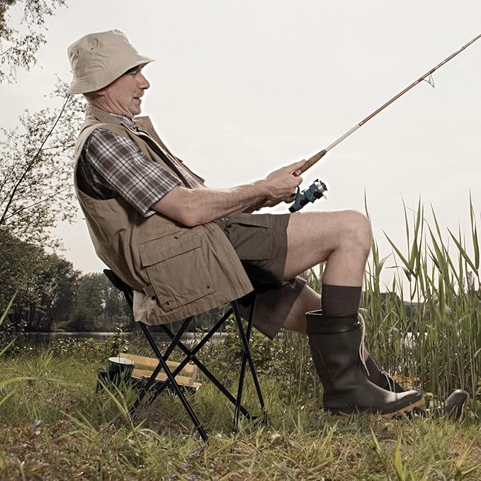 REDCAMP 2 Pack Extra Wide Camping stools, Oversized Surface Tripod Stools for Adulit for Fishing Hunting Backpacking Camping,Black