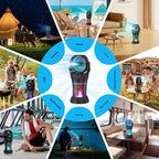 Misting Fan Portable Camping Fan 42800mAh Battery Powered with Remote Control, RGB Ambient Light with 2L Bucket, Battery Indicator, 120° Auto Oscillating, Timing Function, Grip Handle