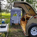 EAGLE PEAK Flex Ultra Compact 4x4 Pop-up Canopy, Sun Shelter, Changing Room, Portable Privacy Canopy Cabana for Pool, Fashion Photoshoots, or Camping, White/Blue