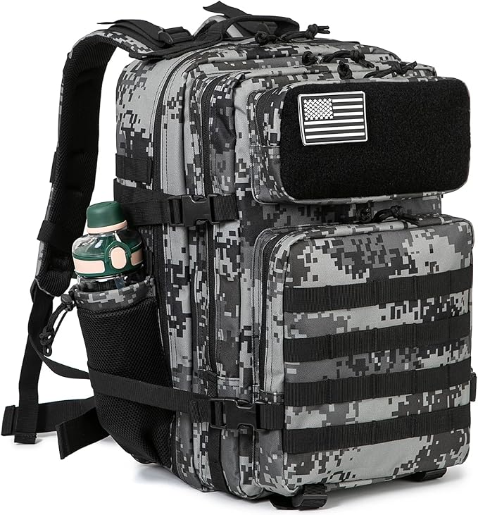 QT&QY 25L/45L Military Tactical Backpack For Men Molle Daypack 3 Day Bug Out Bag Hiking Rucksack With Bottle Holder