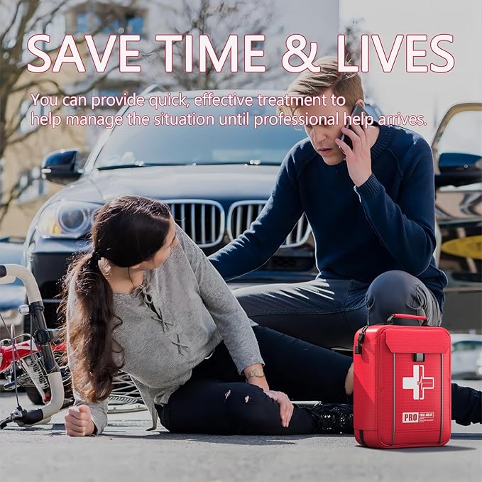 First Aid Trauma Kit,Comprehensive First Aid Kit with Labelled Compartments, Molle System Emergency Kits for Cars, Home, Office, Backpacking, Camping, Traveling, and Cycling-265 Piece