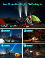 Solar Charger Power Bank, 40000mAh Wireless Portable Charger QC3.0 PD 20W Fast Charging with USB-C in/Output, External Battery Pack with Dual Flashlights Hiking Camping Essential