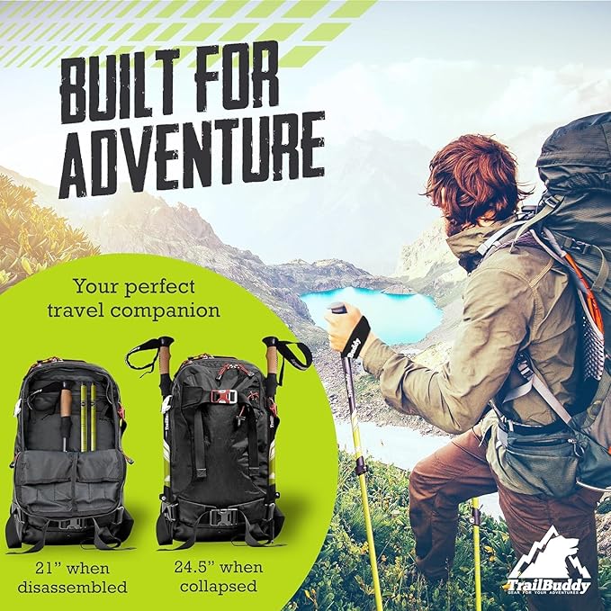 Hiking Trekking Poles, 2 Pack Lightweight, Collapsible Trekking Poles for Snowshoe & Backpacking Gear, Walking Sticks for Hiking, 7075 Aluminum with Cork Grip