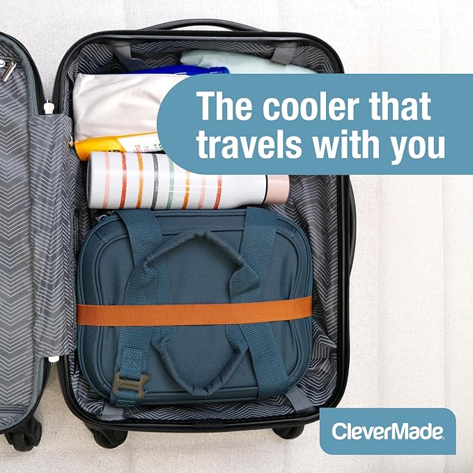 CleverMade Pacifica Collapsible Cooler Bag – Small Portable Cooler Bag for Travel, Foldable Insulated Cooler for Beach, Picnic & Road Trips, Holds Up to 18 Cans, Leakproof Soft Carry Cooler - Gray