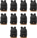 DISCOUNT PROMOS Multipurpose Laptop Backpacks Set of 10, Bulk Pack - Lots of Features for Everyday Use, Perfect for Employess, Businessman - Black
