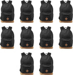 DISCOUNT PROMOS Multipurpose Laptop Backpacks Set of 10, Bulk Pack - Lots of Features for Everyday Use, Perfect for Employess, Businessman - Black