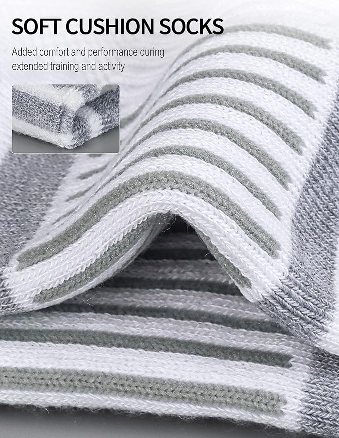 Airacker Ankle Athletic Running Socks Cushioned Breathable Low Cut Sports Tab Socks for Men and Women (6 Pairs)