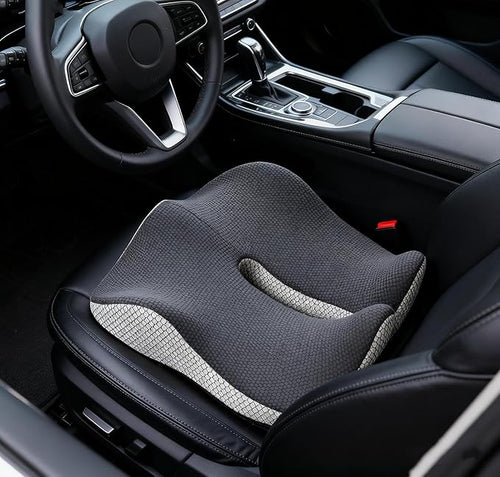 18x16 Inch Memory Foam Seat Cushion for Office Chair, Car & Truck, Ergonomic Chair Cushion for Long Sitting, Thick Supportive Seat Pad with Non-Slip Bottom, Washable Cover