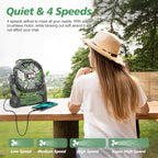 Portable Fan Rechargeable, 25400mAh Cordless Battery Powered Fan with LED Lantern, USB C Battery Operated for Travel Bedroom Home Camping Tent Office Beach Desk Fishing Table