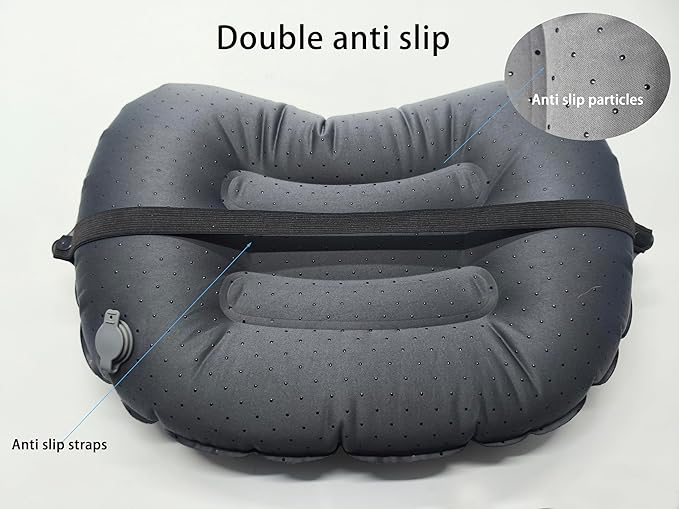 Camping Pillow-Compressible, Ultralight Inflatable,Compact, Comfortable, Ergonomic Inflating Pillows for Neck & Lumbar Support While Camp, Hiking(Grain Blue,with Anti Slip Straps)